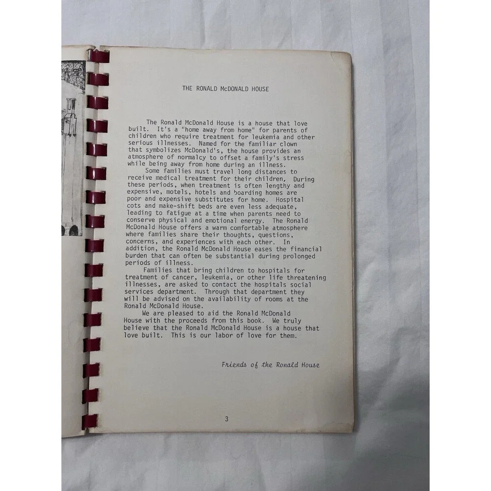 1983 Ronald McDonald House Cookbook Taste of Love Pittsburgh PA Spiral Vintage